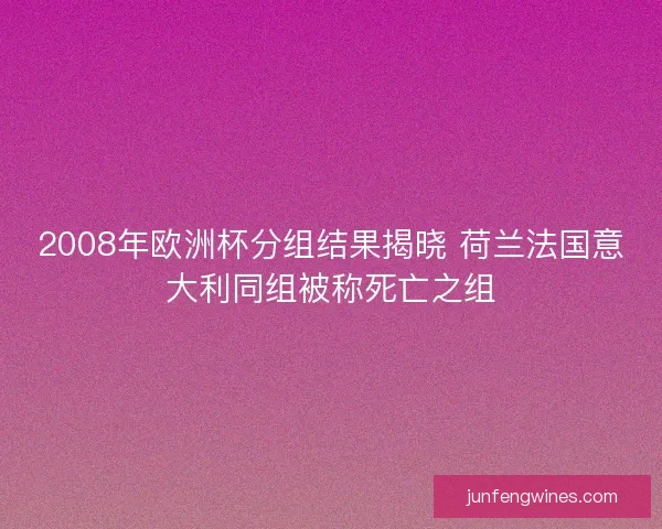 2008年欧洲杯分组结果揭晓 荷兰法国意大利同组被称死亡之组