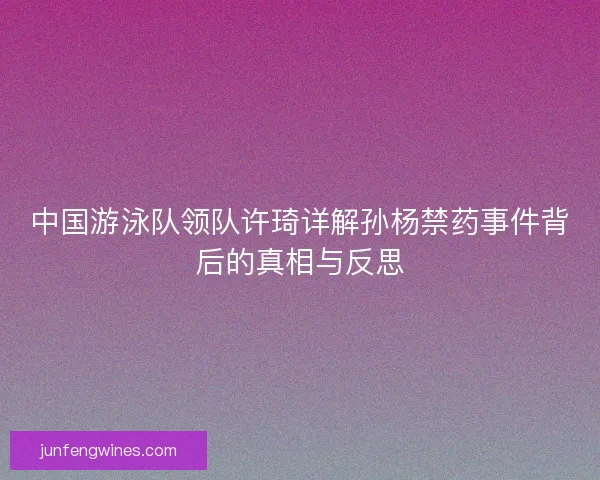 中国游泳队领队许琦详解孙杨禁药事件背后的真相与反思