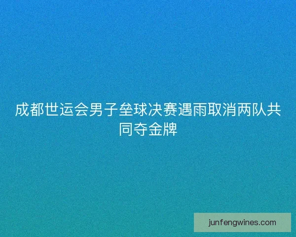 成都世运会男子垒球决赛遇雨取消两队共同夺金牌